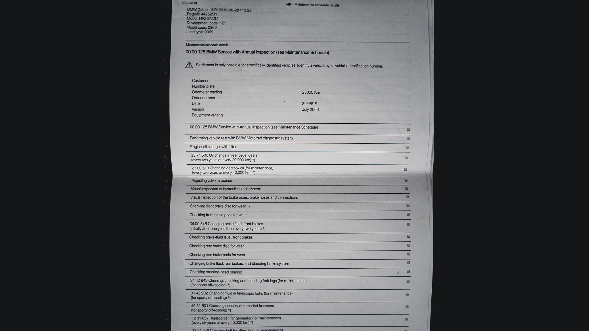 Dokumentation, 2006 BMW HP2