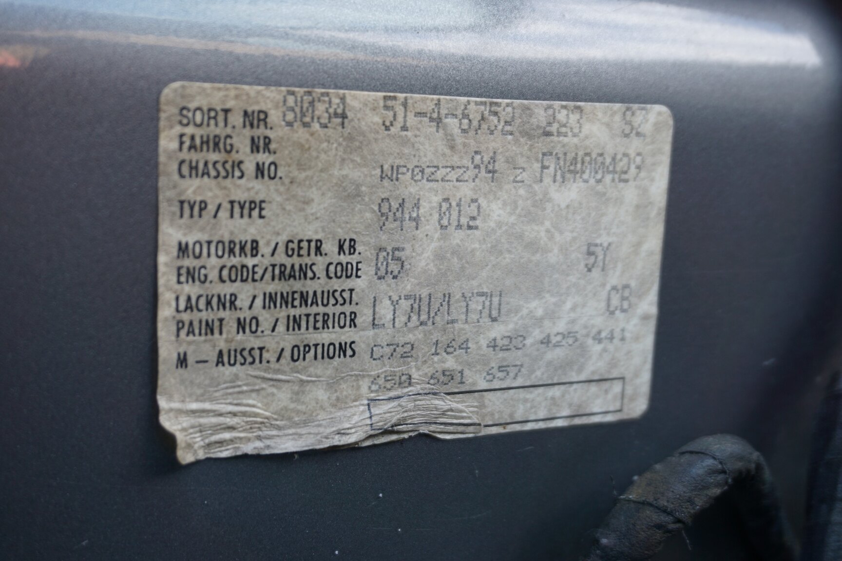 Interior image of 1985 Porsche 944 "NO RESERVE AUCTION"