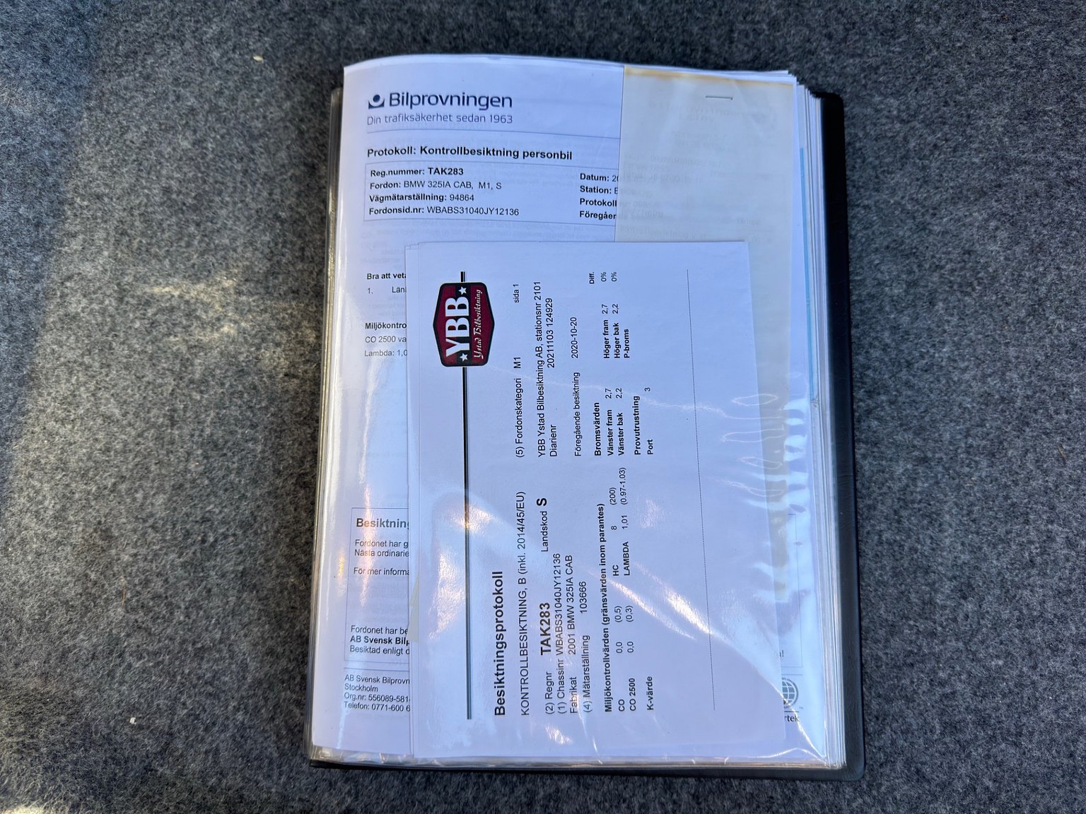 Dokumentation för 2001 BMW 325IA CAB