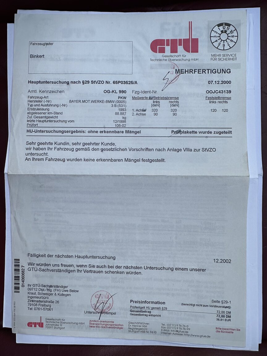 Documentation for 1993 BMW 325i Convertible