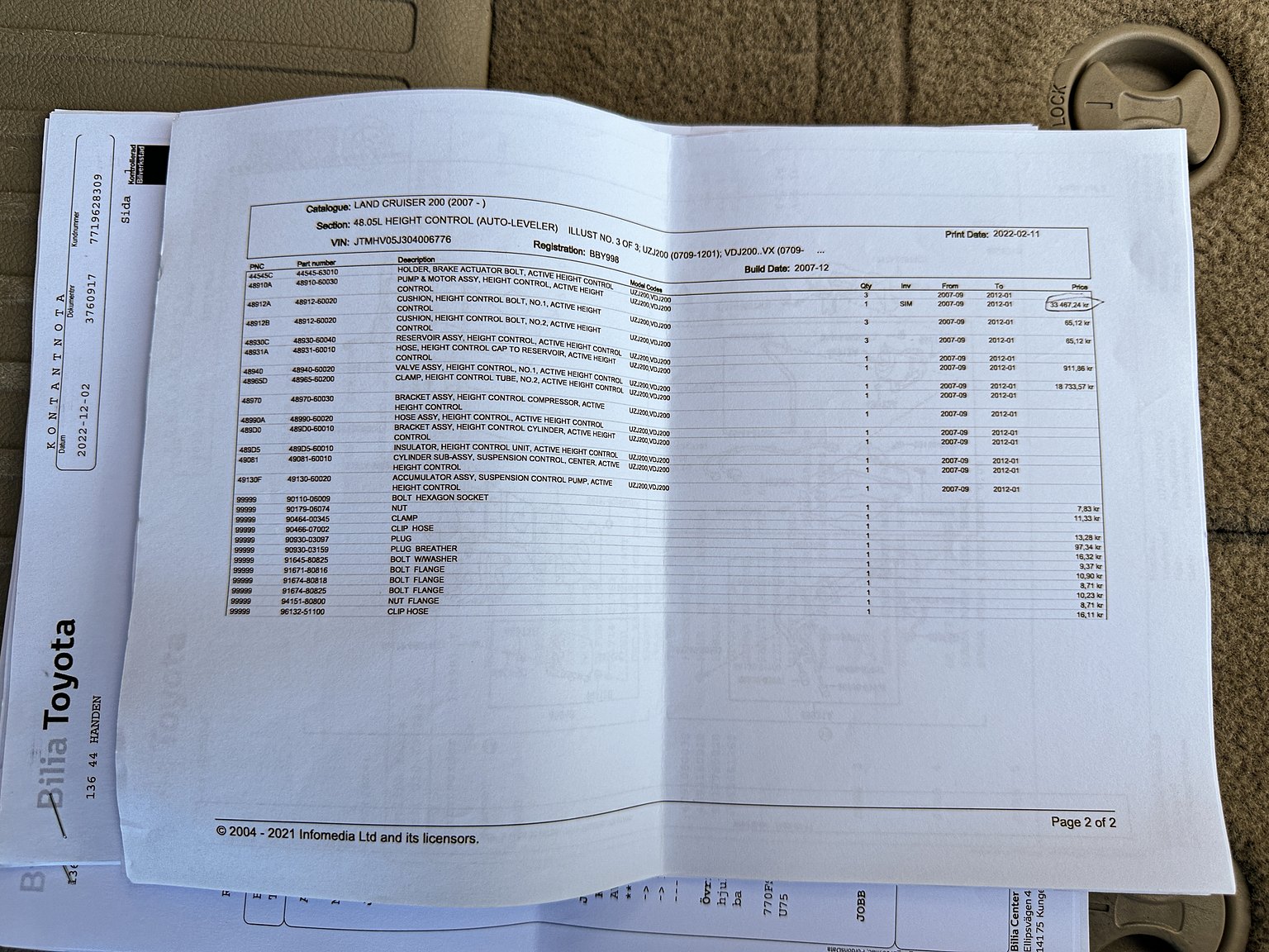 Documentation for 2008 Toyota Land Cruiser 4.5 4WD V8