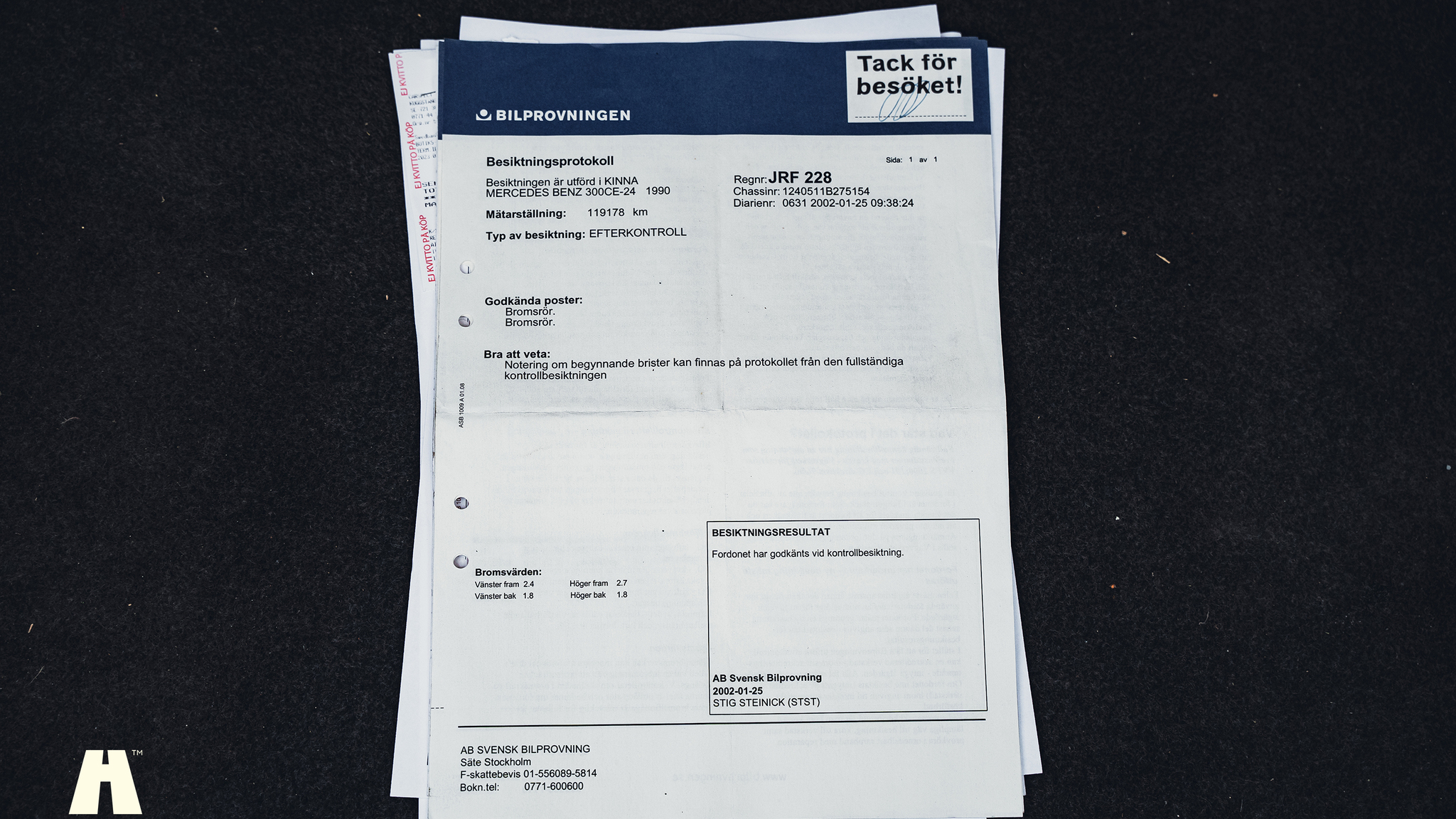 Dokumentation för 1990 Mercedes 300 CE-24