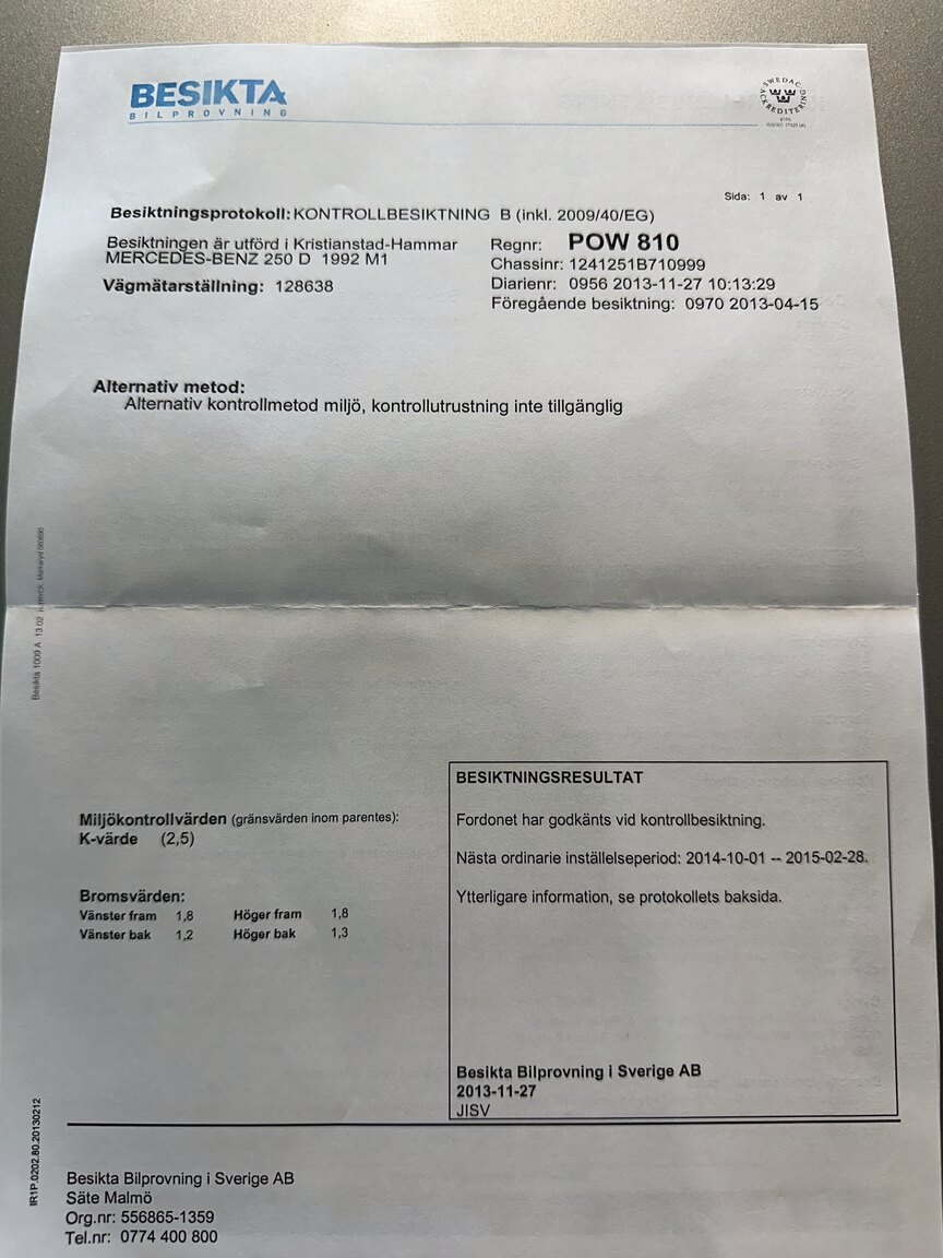Dokumentation, 1992 Mercedes-Benz 250D