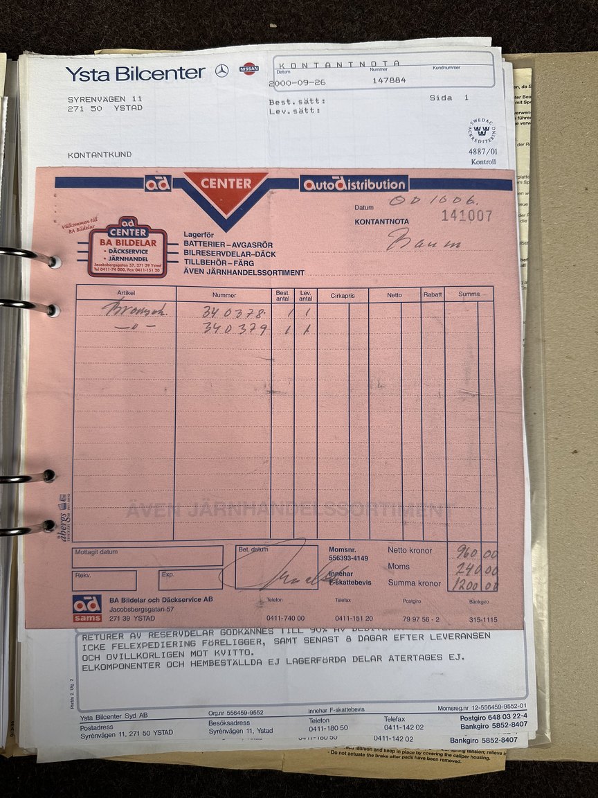 Dokumentation för 1987 Mercedes-Benz 300 SE