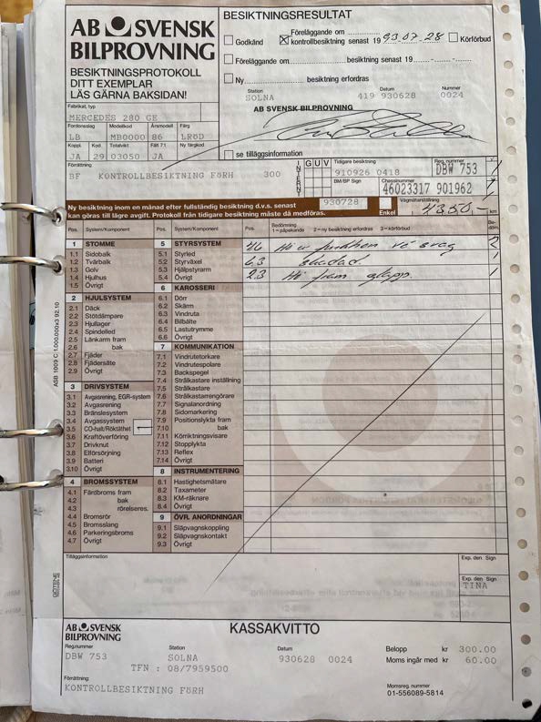 Documentation for 1986 Mercedes 280 GE