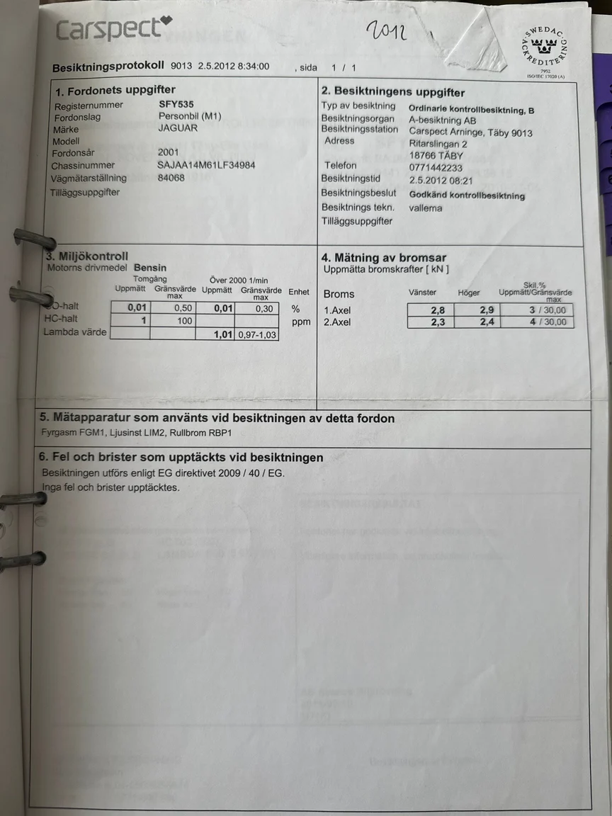 Documentation for 2001 Jaguar XJ Sovereign 4.0 V8 (27)