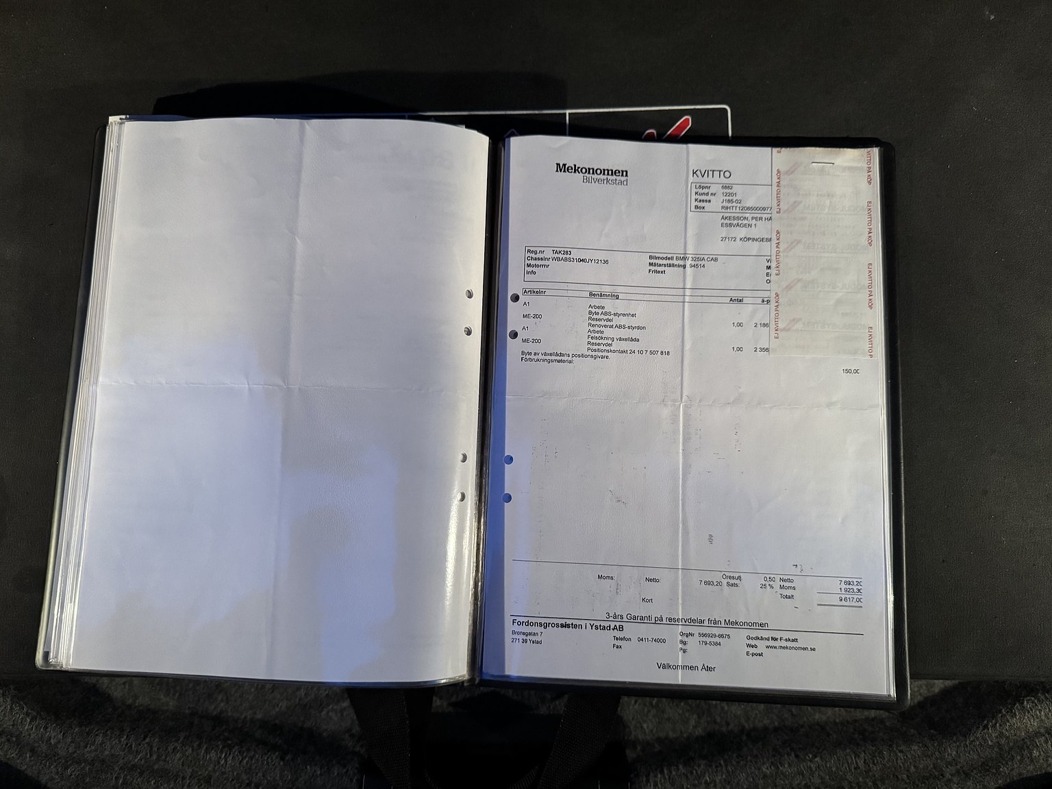 Dokumentation för 2001 BMW 325IA CAB