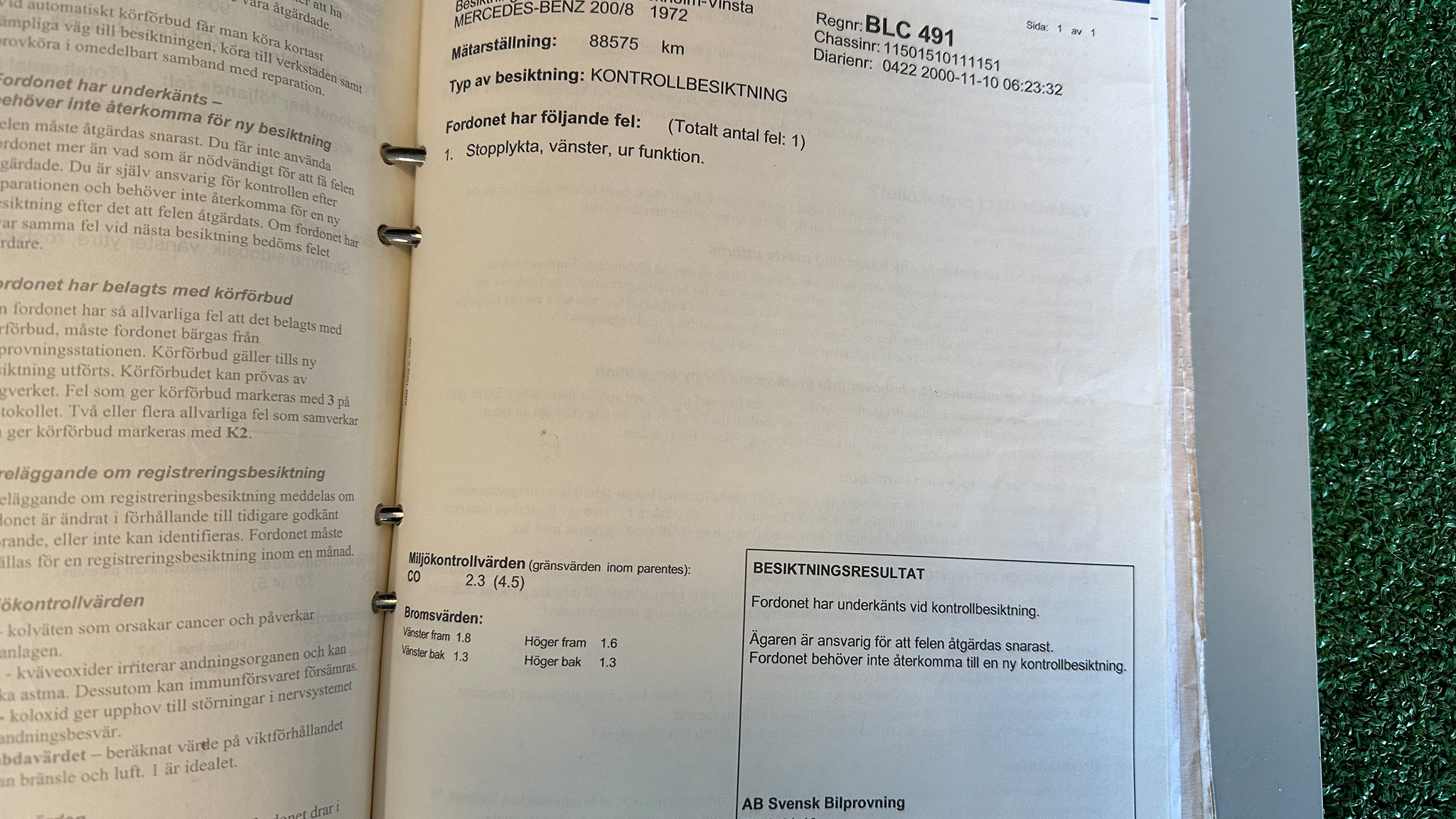 Dokumentation, 1972 Mercedes-Benz 200