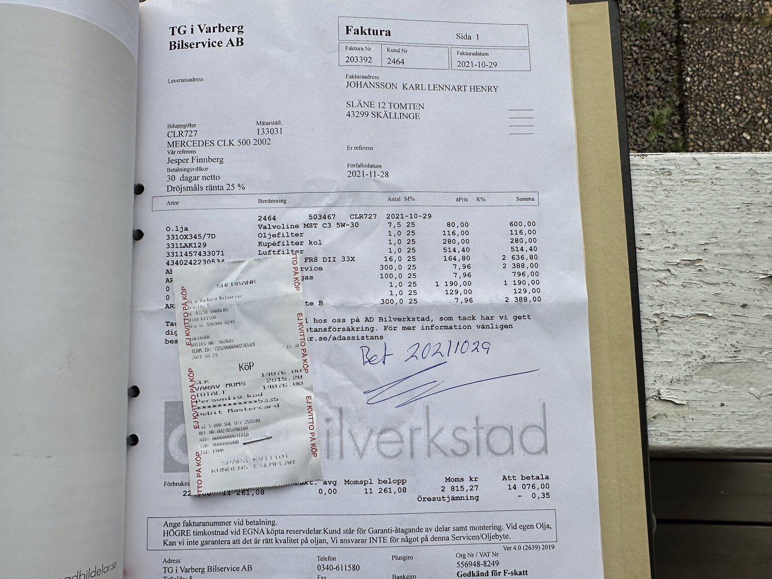 Dokumentation för 2003 Mercedes CLK 500