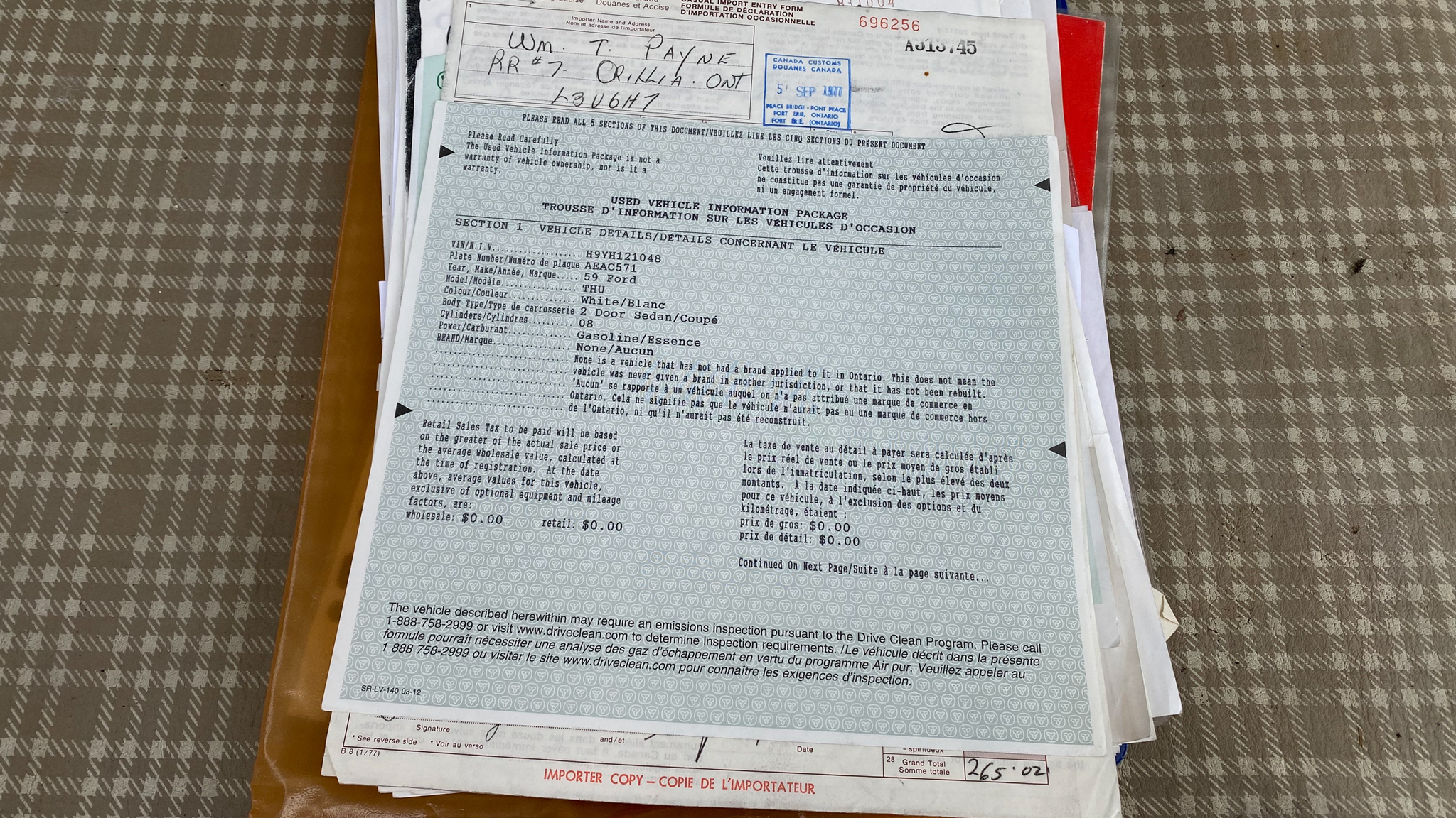 Dokumentation för 1959 Ford Thunderbird hardtop