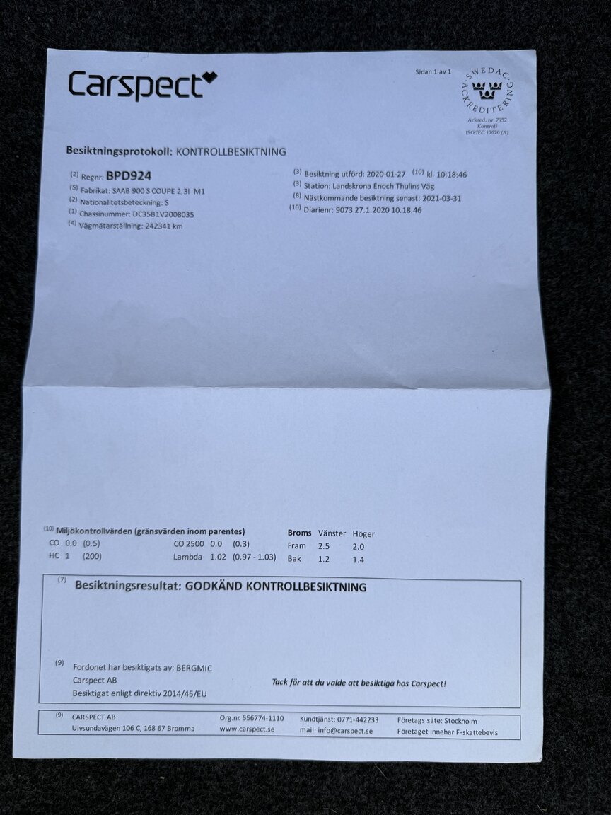 Dokumentation, 1997 SAAB 900