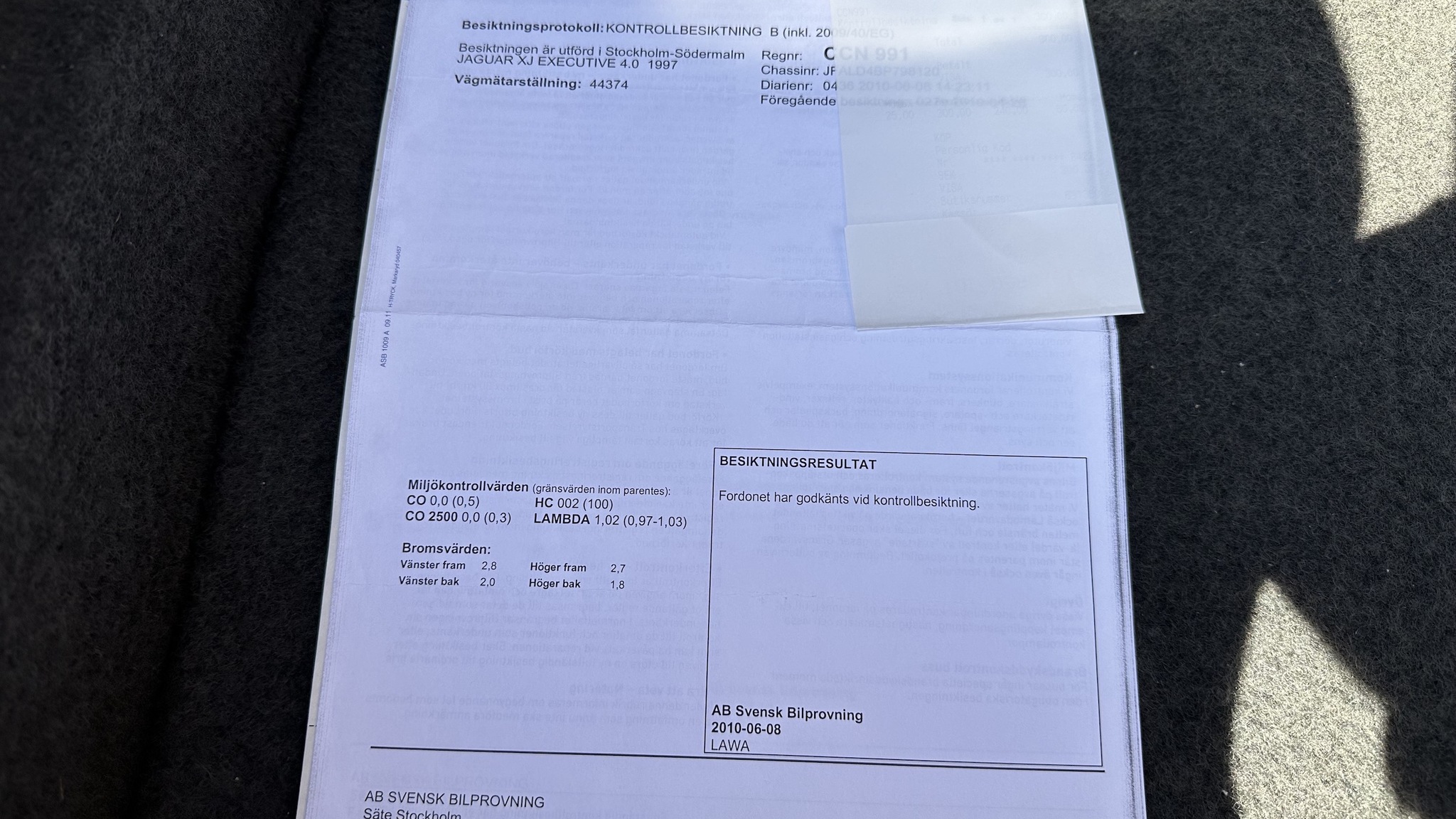 Dokumentation för 1997 Jaguar XJ 4.0 Executive