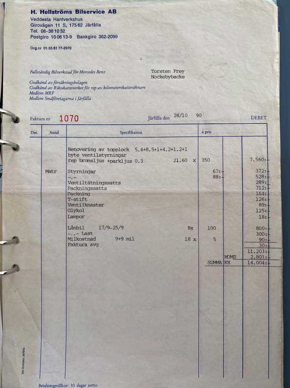 Dokumentation för 1986 Mercedes 280 GE