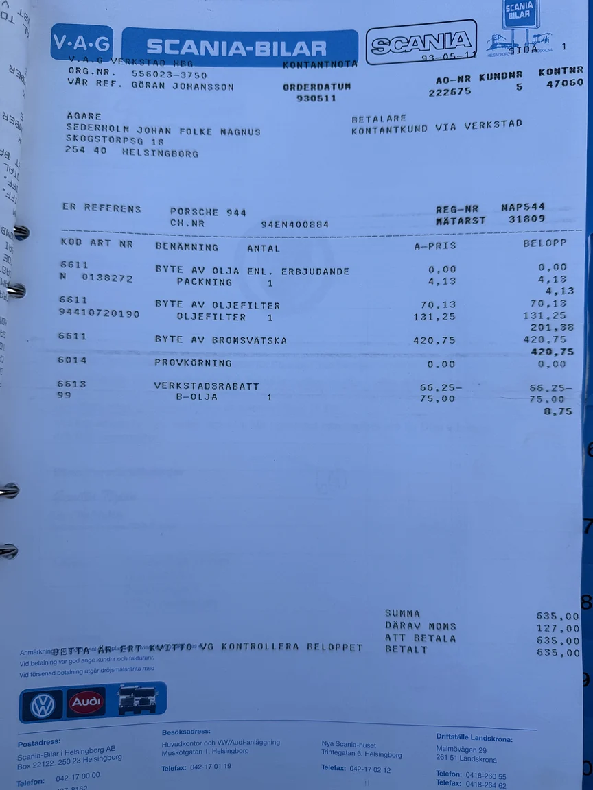 Dokumentation för 1984 PORSCHE 944 Targa (17)