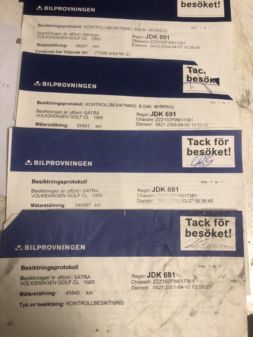 Dokumentation för 1985 Volkswagen Golf CL