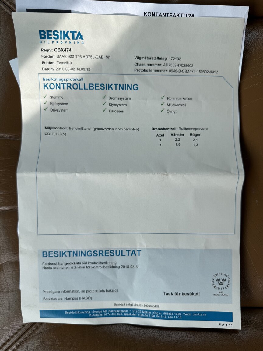 Documentation for 1987 SAAB 900 Cabriolet 2.0 Turbo T16