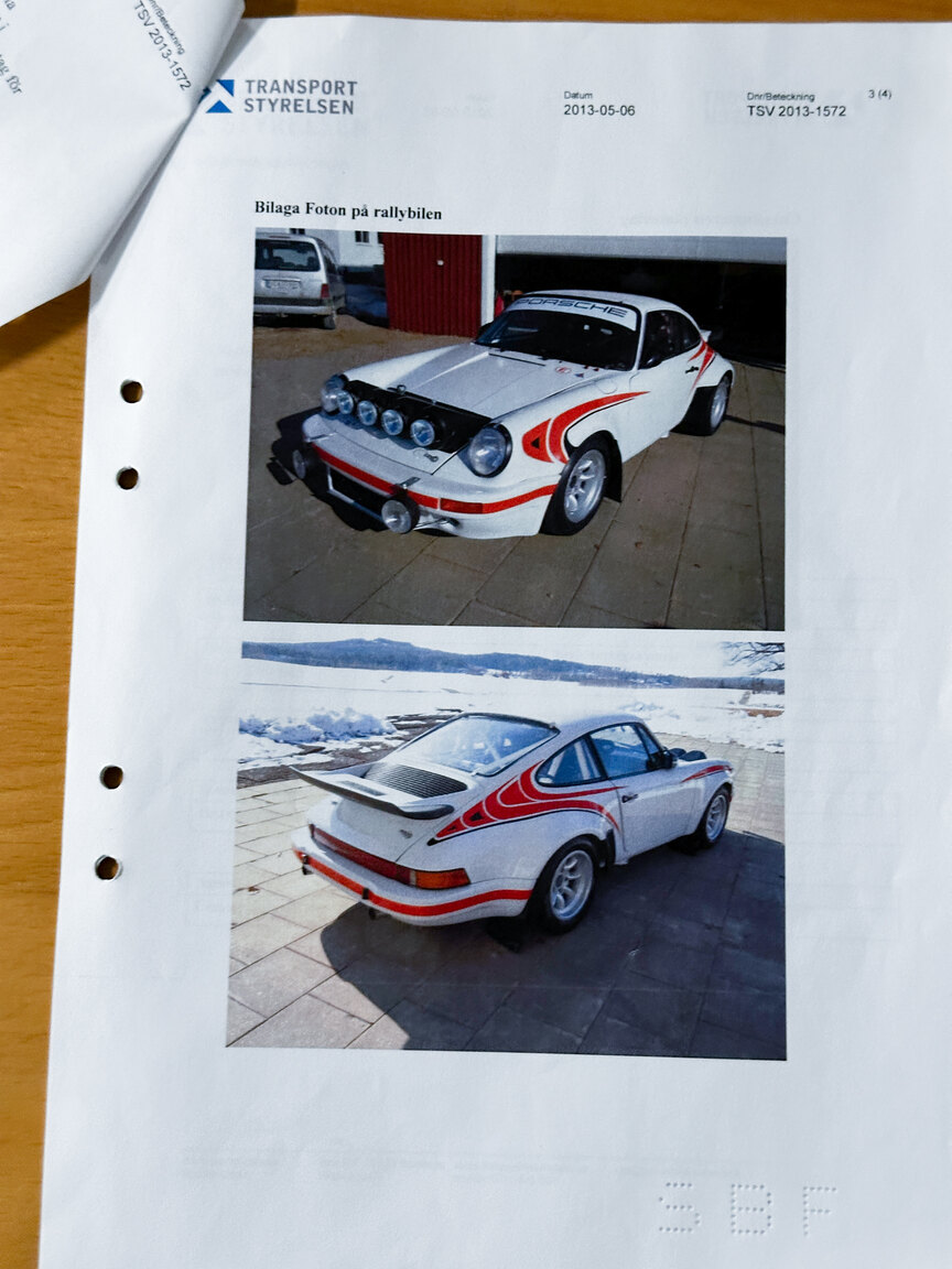 Documentation for 1977 Porsche 911 RSR Rallycar