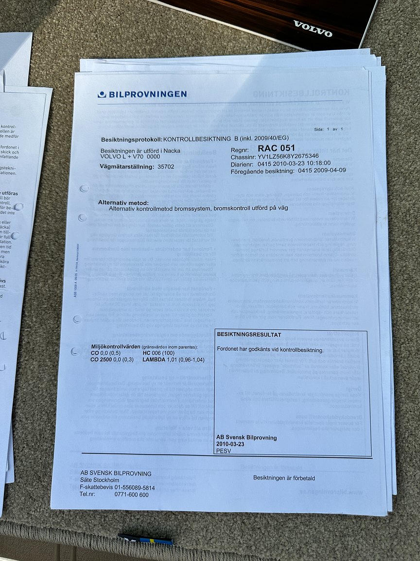 Dokumentation för 2000 Volvo V70 XC 2.4 T AWD 