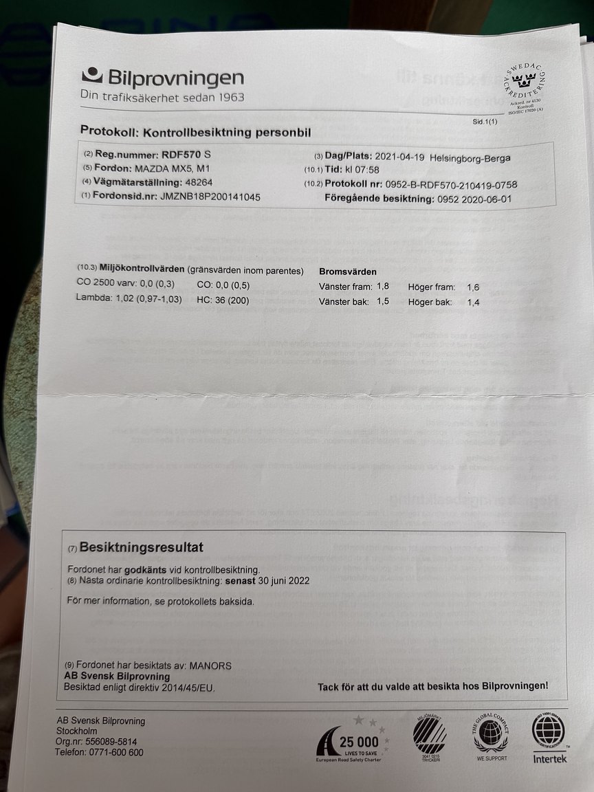 Dokumentation för 1999 Mazda MX-5