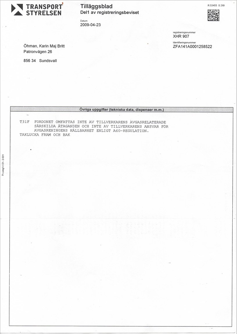 Dokumentation för 1996 Fiat Panda CLX Selecta Tetto Apribile