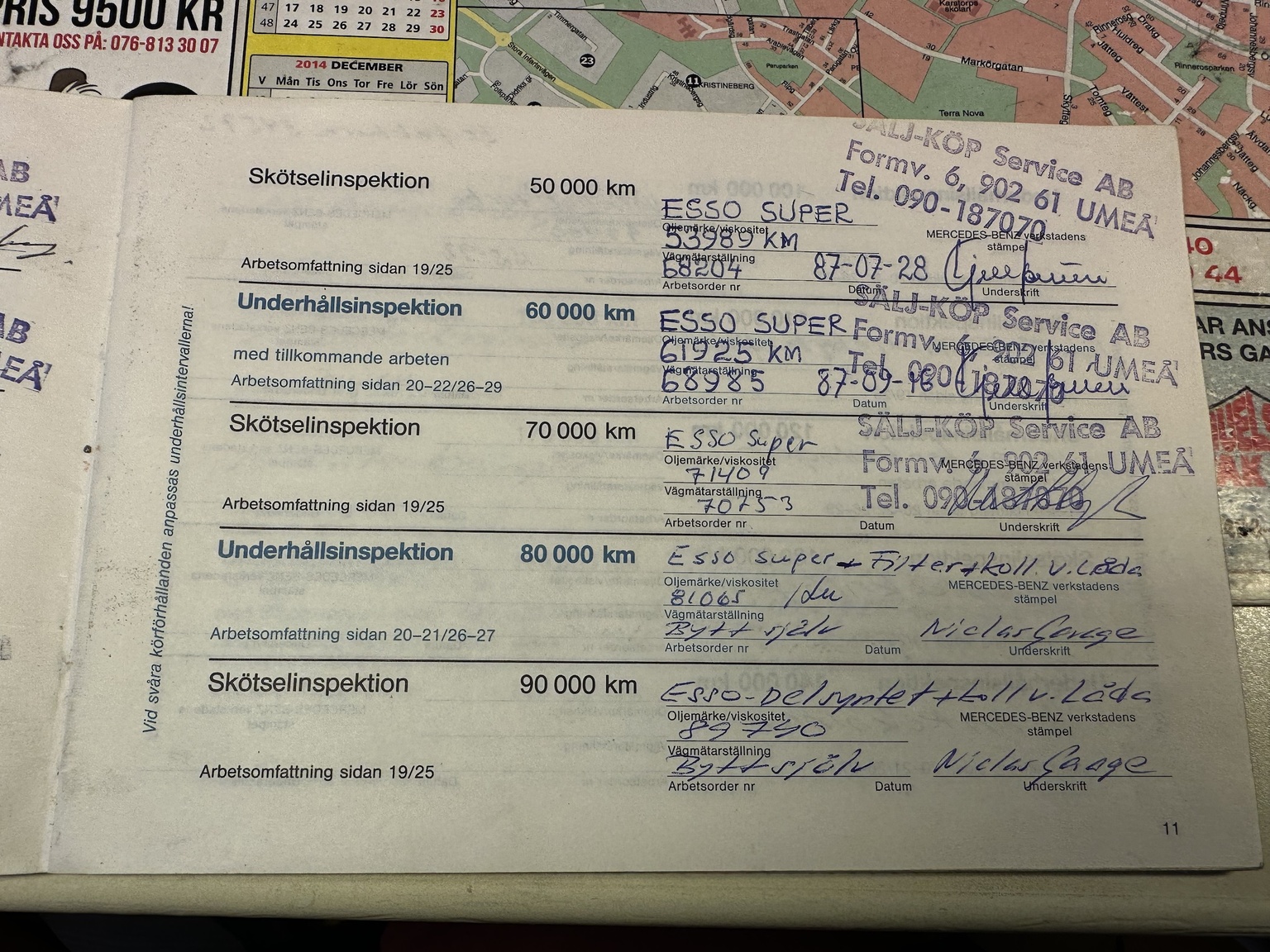 Dokumentation för 1985 Mercedes-Benz 200