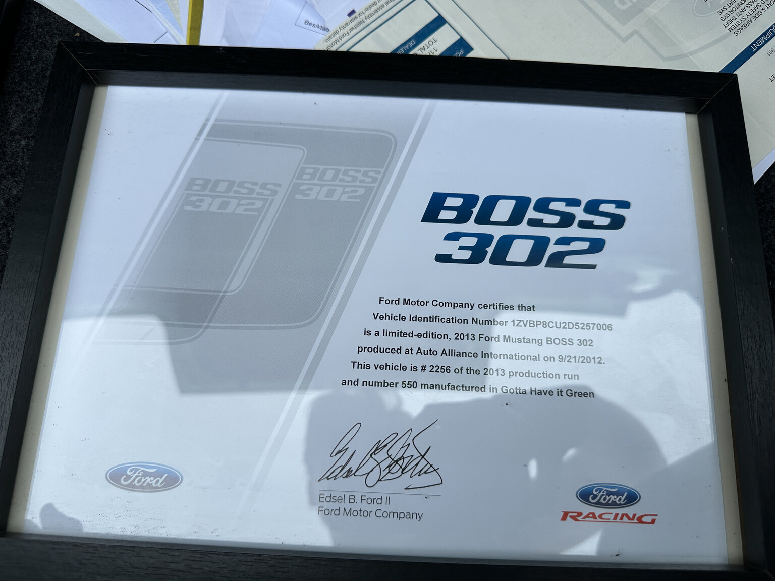 Documentation for 2013 Ford Mustang Boss 302