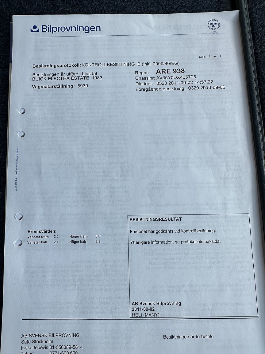 Documentation for 1983 Buick Electra Estate Wagon 5.0