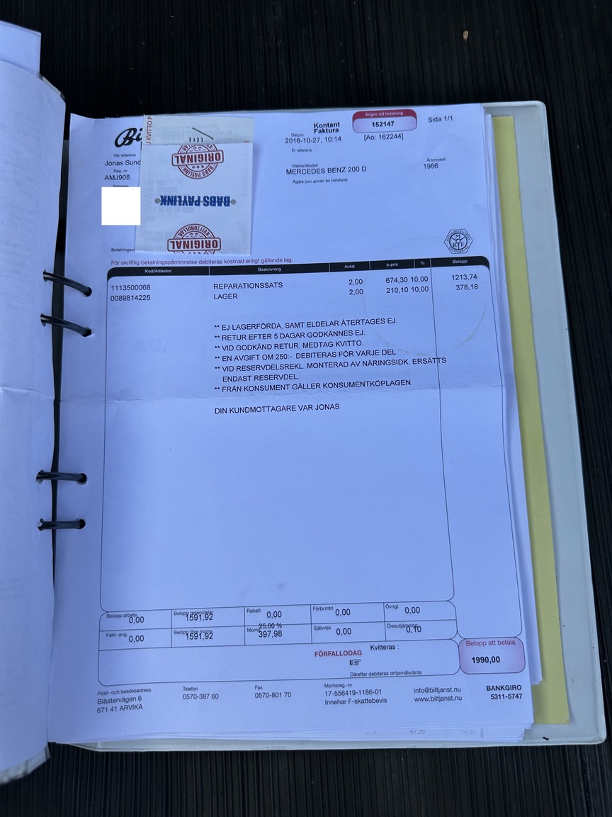 Documentation for 1966 Mercedes-Benz 200 D "Heckflosse"