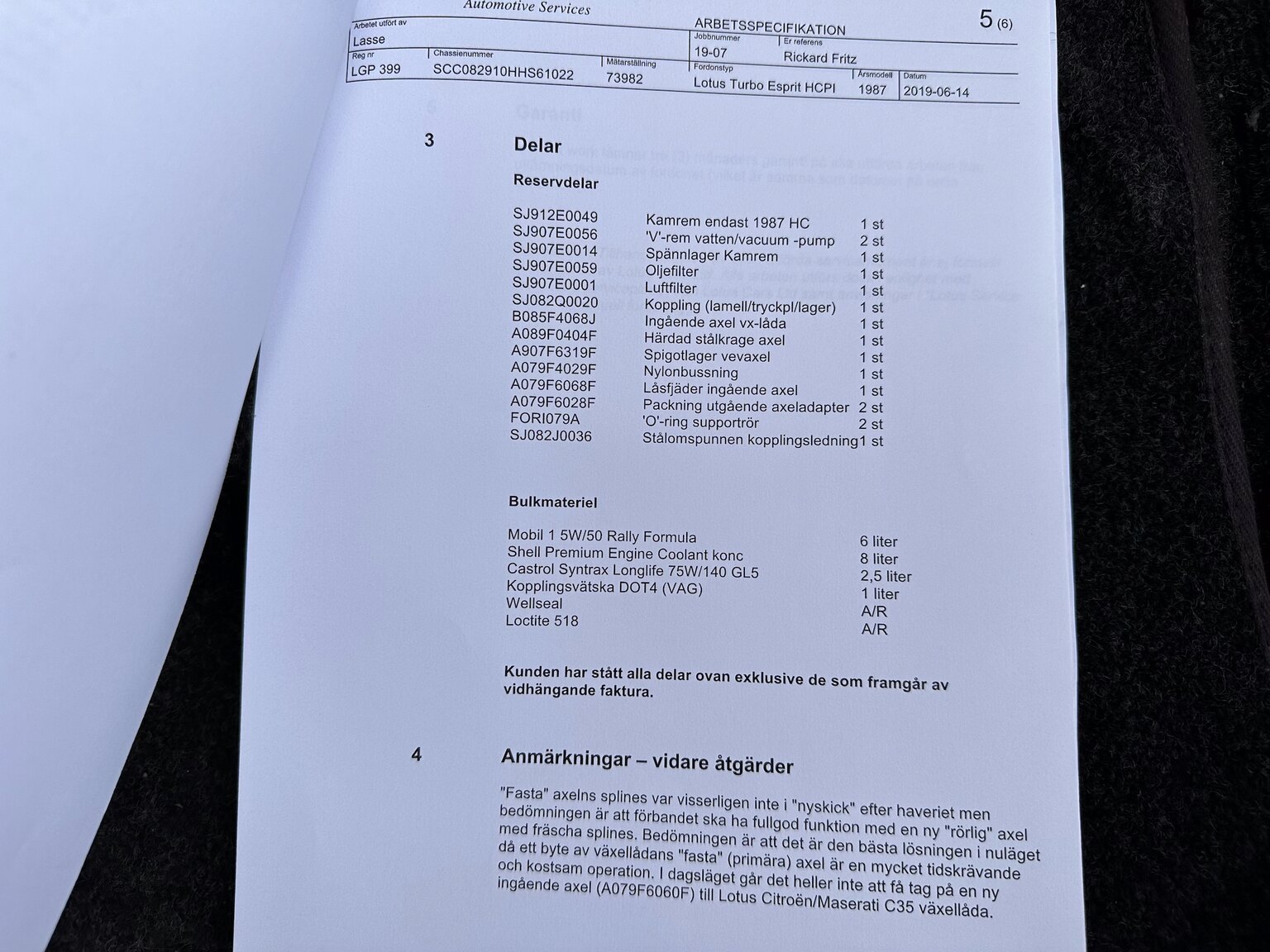 Documentation for 1987 Lotus Esprit Turbo HCi (34)