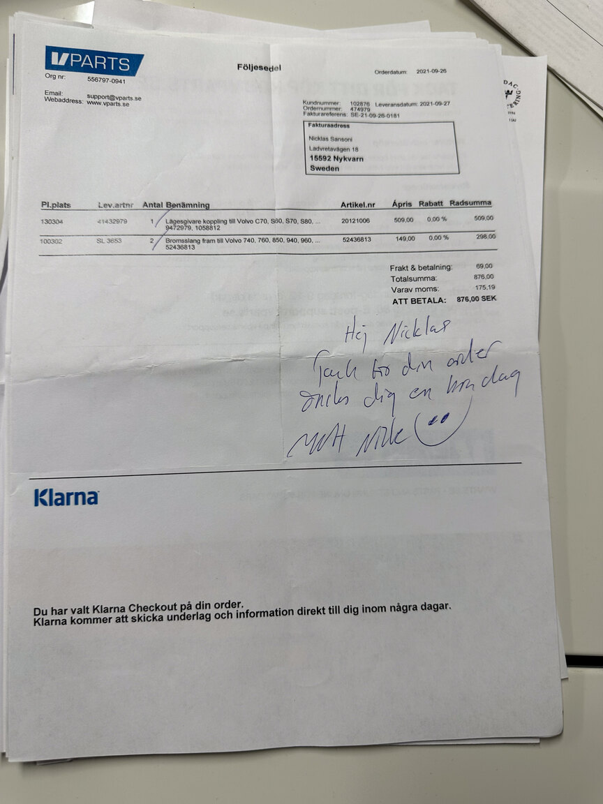 Documentation for 2000 Volvo V70 XC