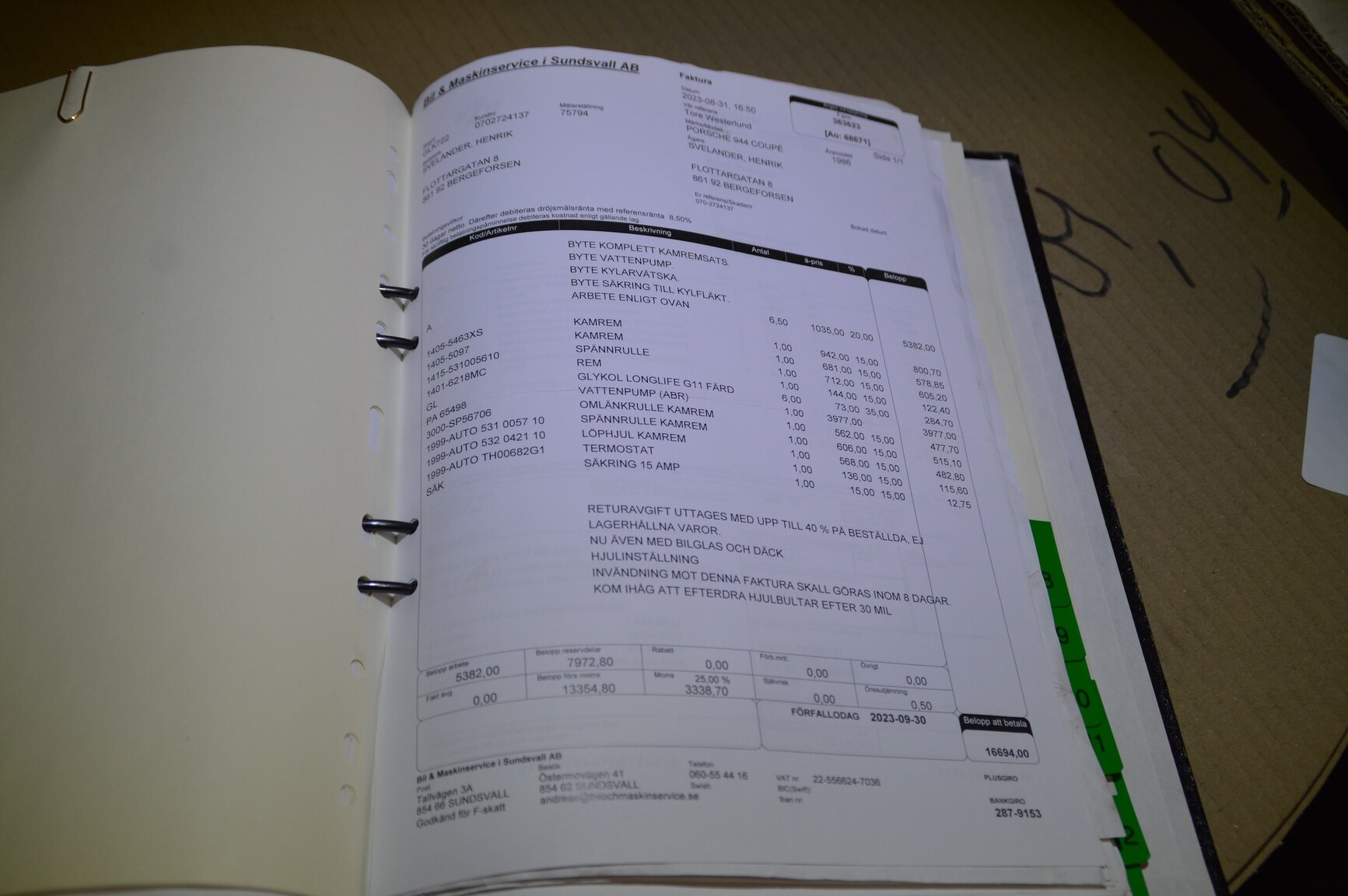Documentation for 1986 Porsche 944 Coupé