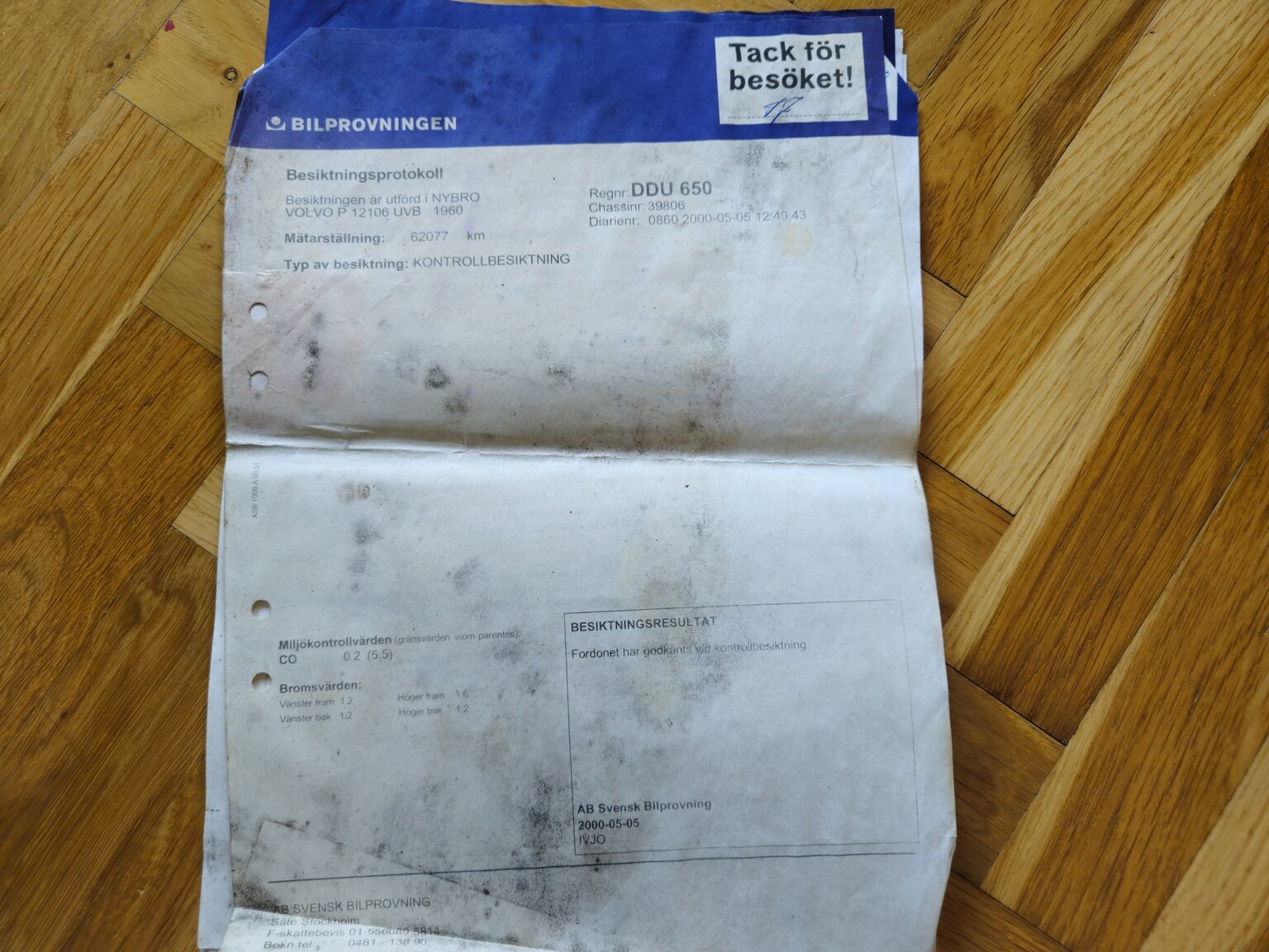 Dokumentation, 1960 Volvo Amazon 121 1.6