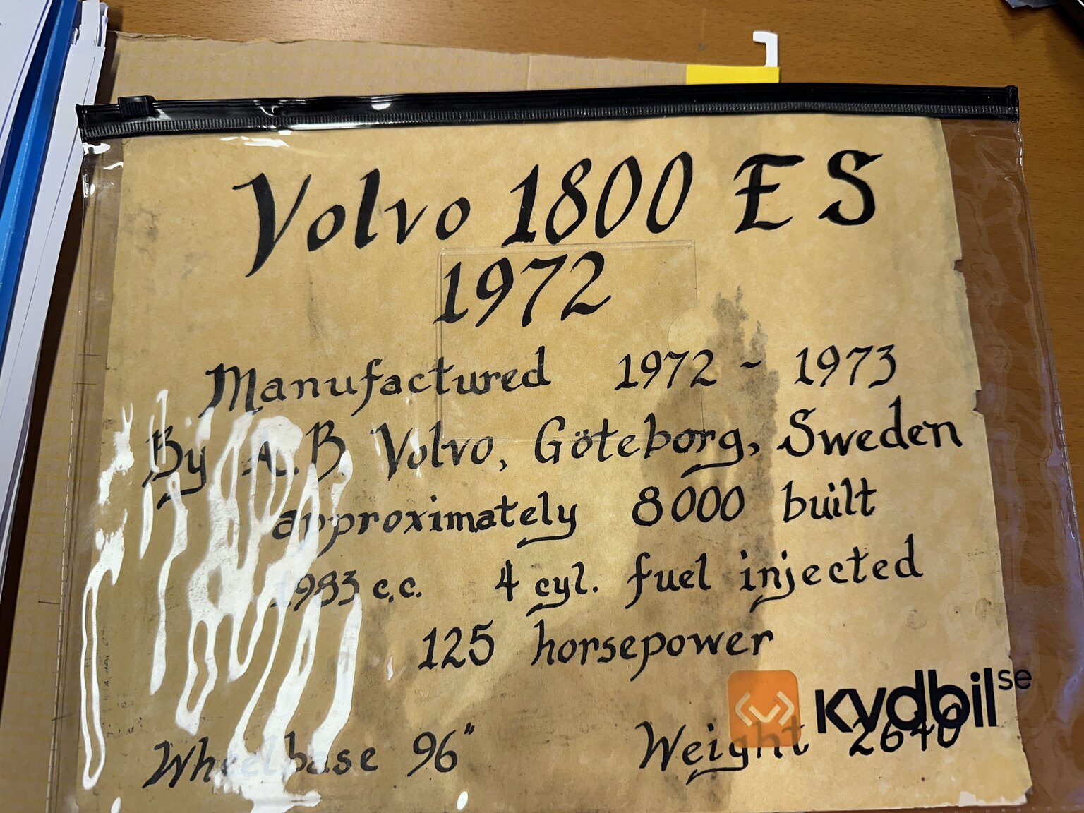 Documentation for 1972 Volvo 1800 ES