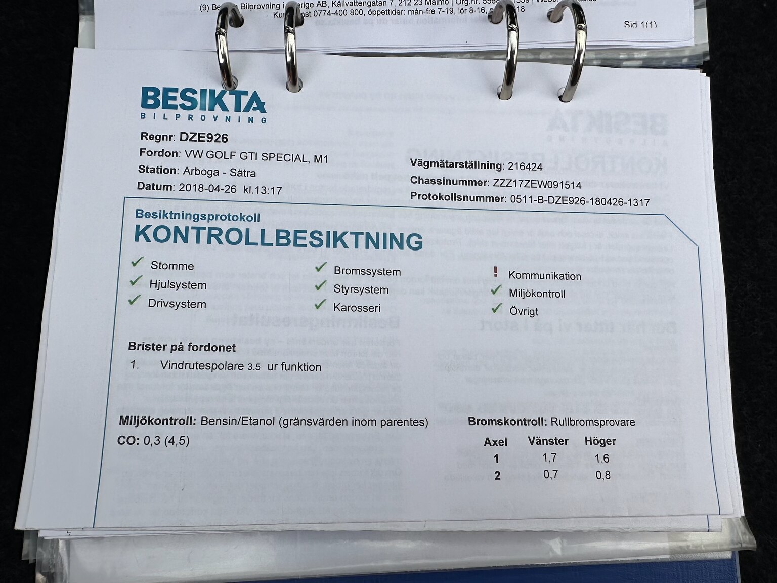 Dokumentation för 1984 Volkswagen Golf GTI Special