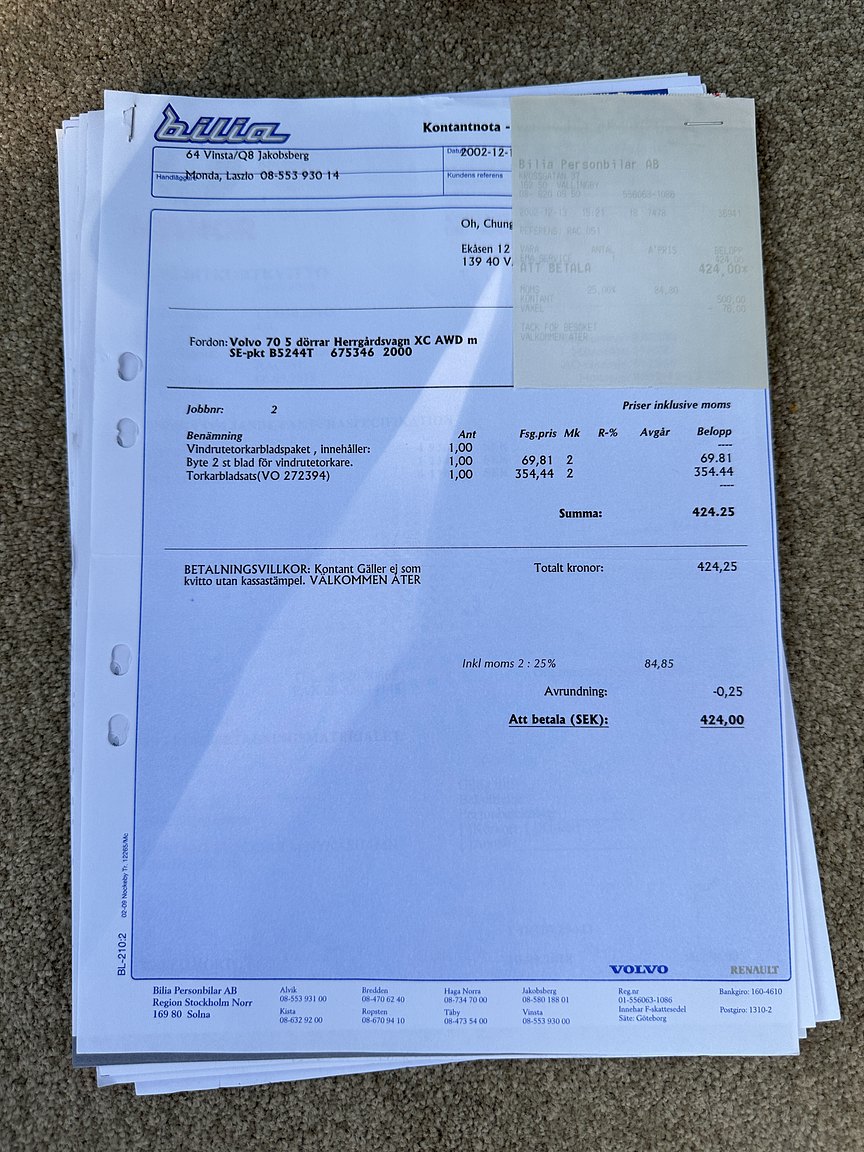 Documentation for 2000 Volvo V70 XC 2.4 T AWD 