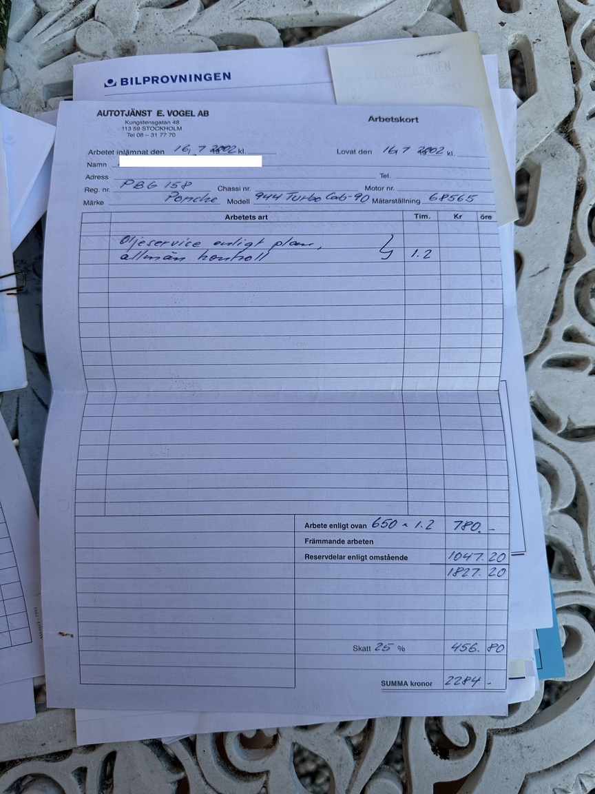 Documentation for 1991 Porsche 944 Turbo Cabriolet