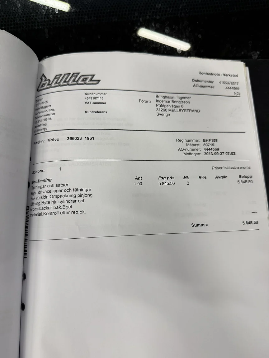 Documentation for 1961 Volvo PV544C Sport (46)