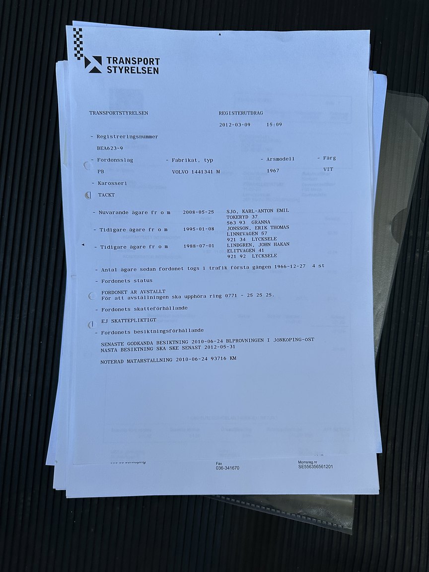 Documentation for 1967 Volvo 144 1.8 