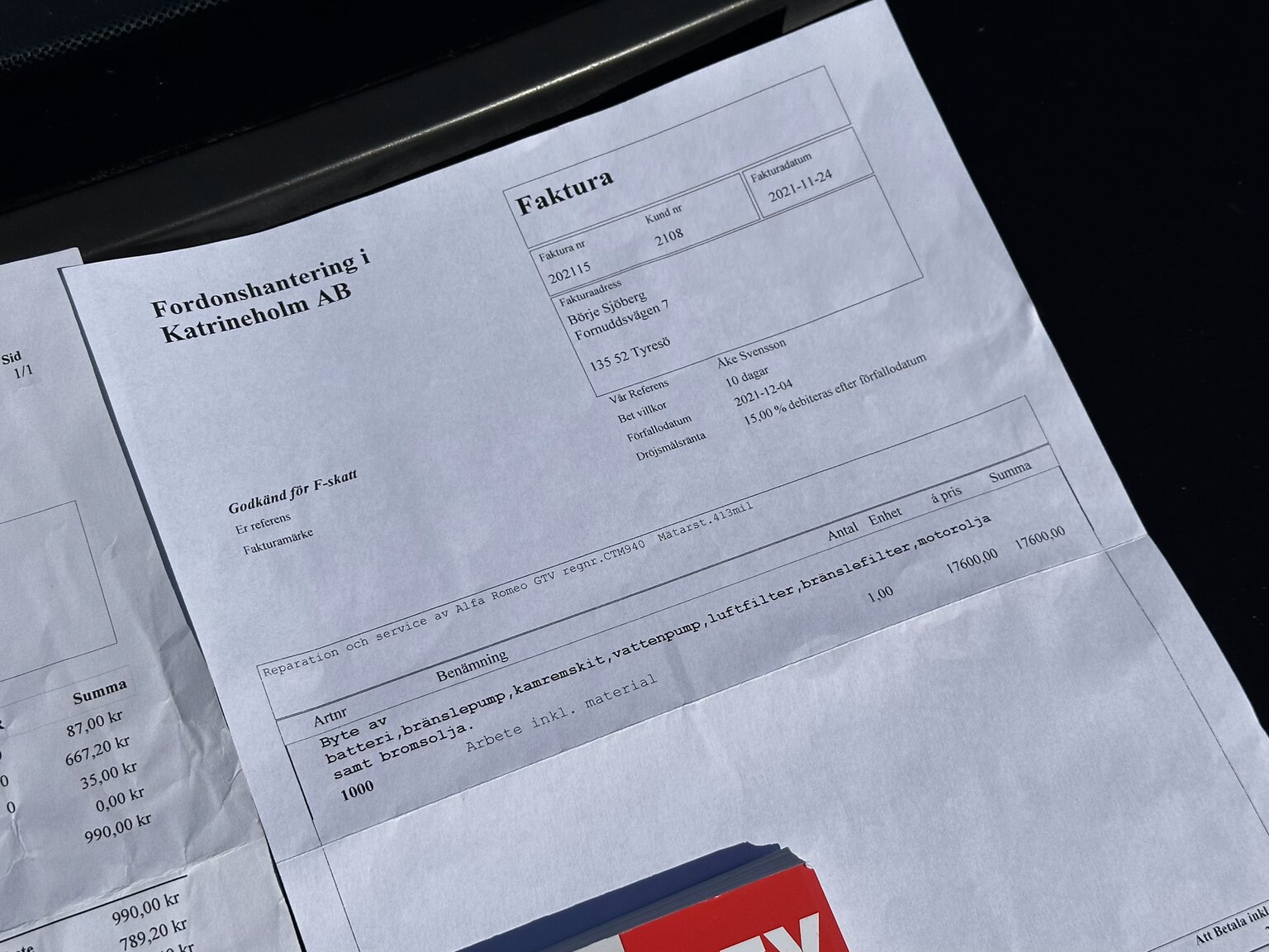 Dokumentation för 1997 Alfa Romeo GTV 3.0