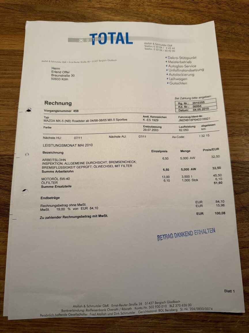 Dokumentation för 2004 Mazda MX-5