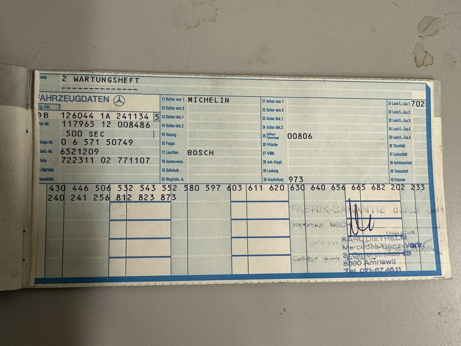 Dokumentation, 1986 Mercedes-Benz 500 SEC (26)