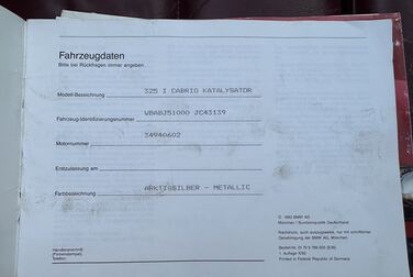 Documentation for 1993 BMW 325 I CABRIO 