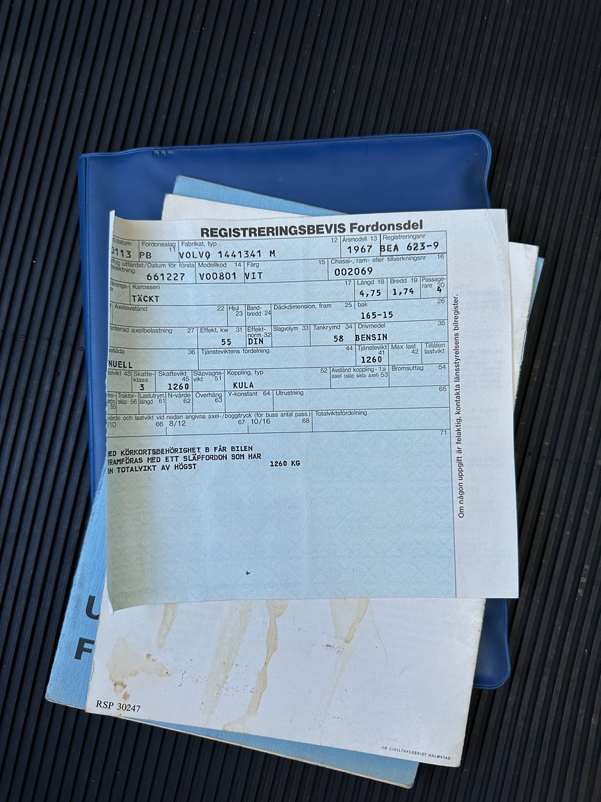 Documentation for 1967 Volvo 144 1.8 