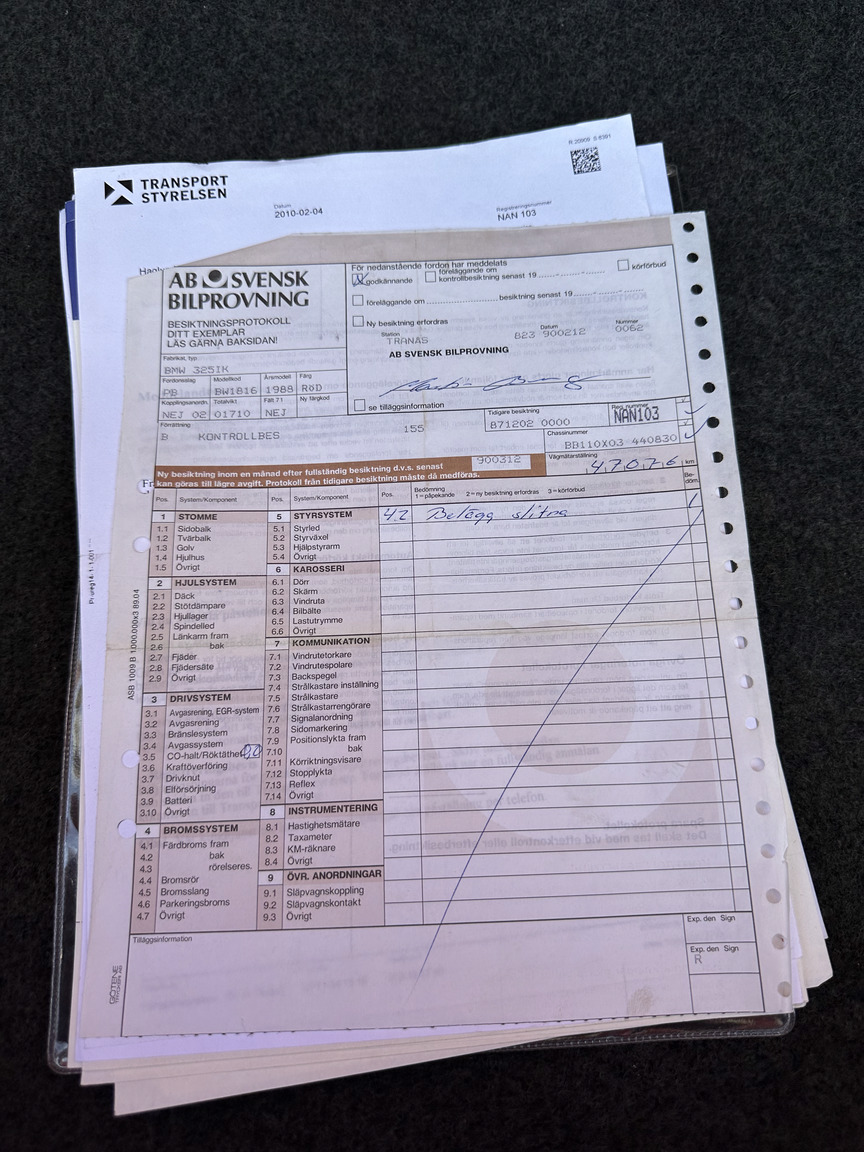 Documentation for 1988 BMW 325 Cabriolet (E30)
