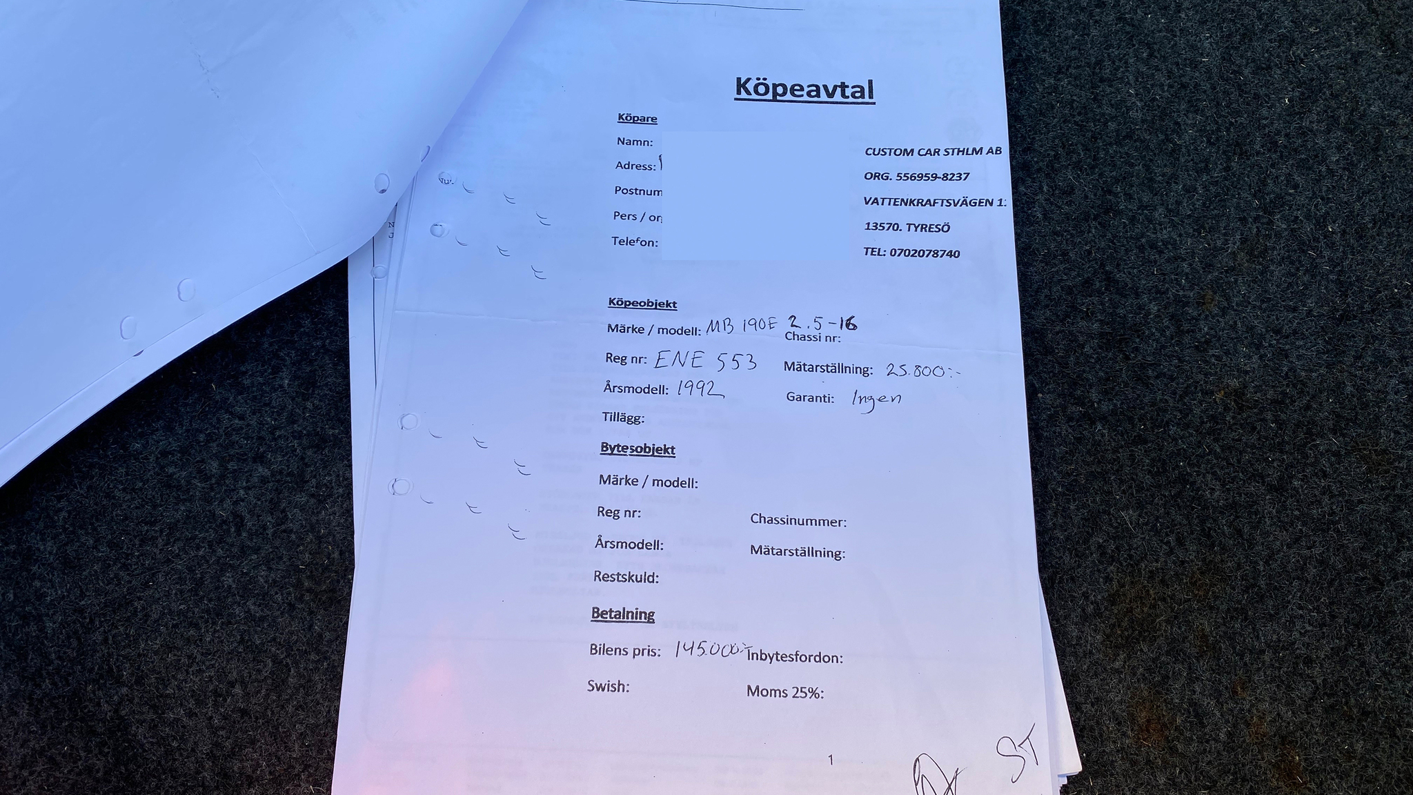 Documentation for 1992 Mercedes-Benz 190E 2.5-16 Cosworth