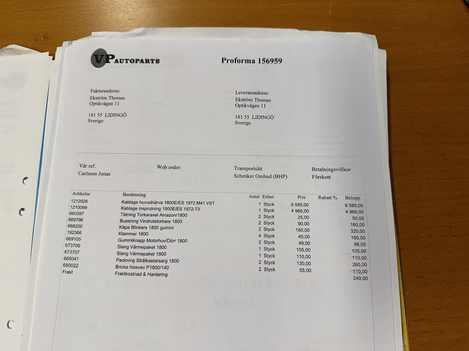 Documentation for 1972 Volvo 1800 ES