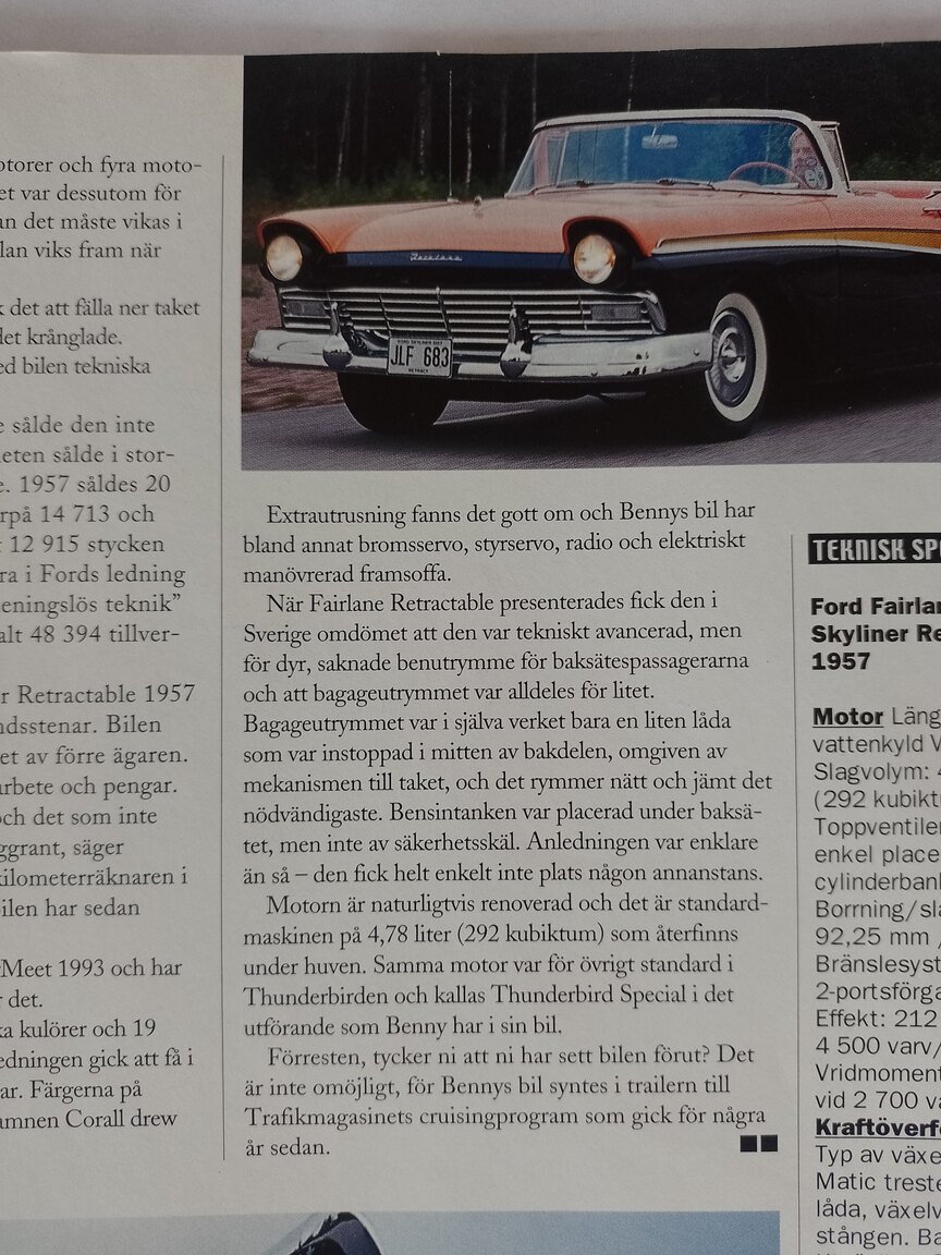 Documentation for 1957 Ford Fairlane 500 Skyliner Retract