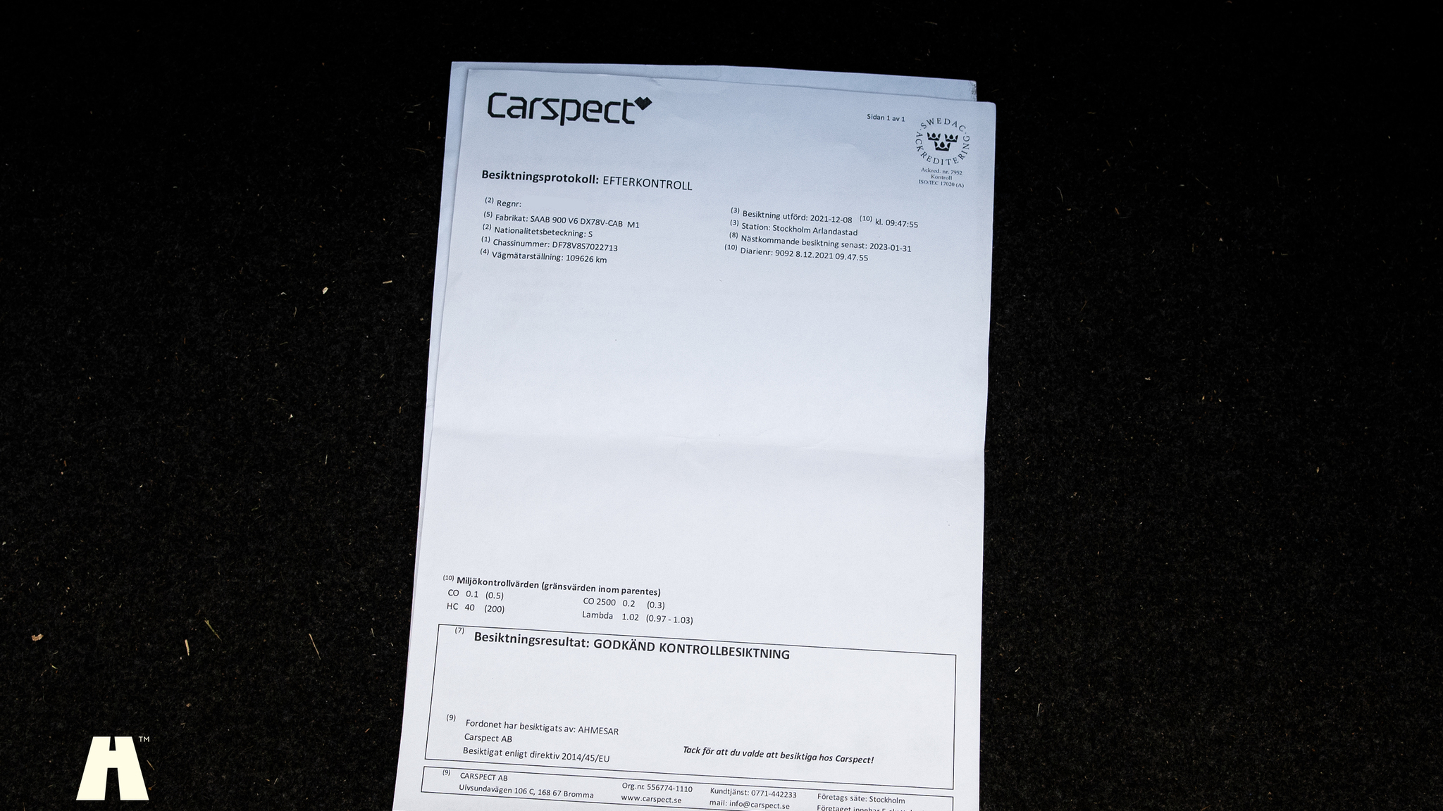 Dokumentation för 1995 SAAB 900 SE V6 Automat