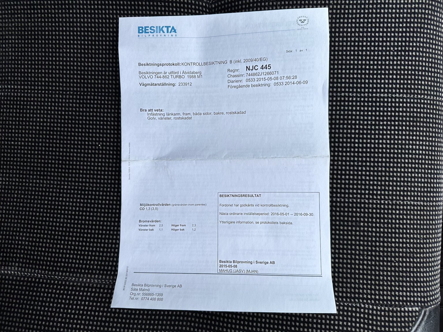 Dokumentation för 1988 Volvo 740 Turbo