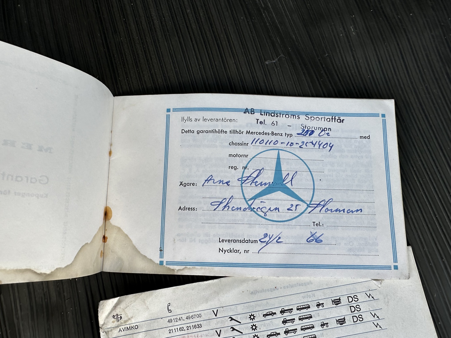 Documentation for 1966 Mercedes-Benz 200 D "Heckflosse"